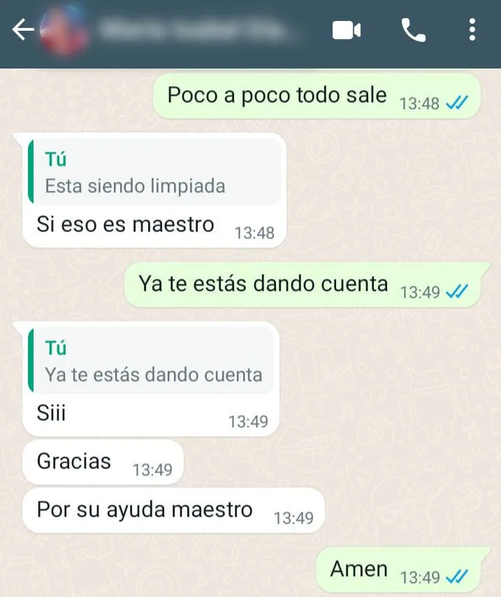 Testimonio WhatsApp — trabajo cumplido