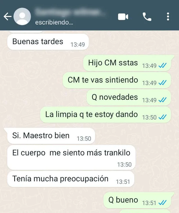 Testimonio WhatsApp — trabajo cumplido